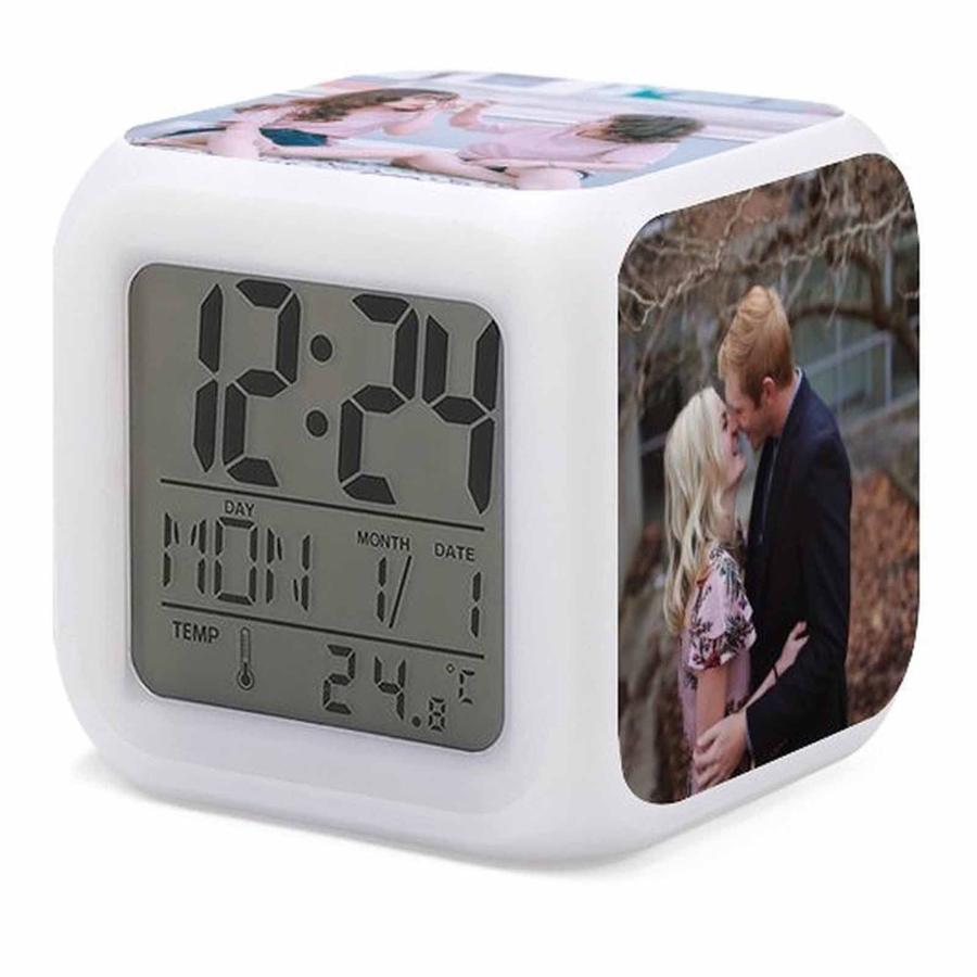 hanaiette Custom Photo Alarm Clock, Personalized Clocks with 7 C 並行輸入品