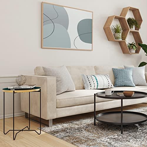 Layton ラウンドメタルサイドエンドテーブル 19インチ ティール SIMPLIHOME Layton  【CHABUDAI】 並行輸入品