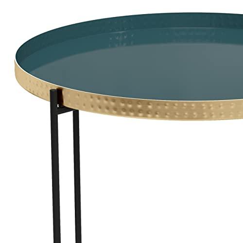 Layton ラウンドメタルサイドエンドテーブル 19インチ ティール SIMPLIHOME Layton  【CHABUDAI】 並行輸入品