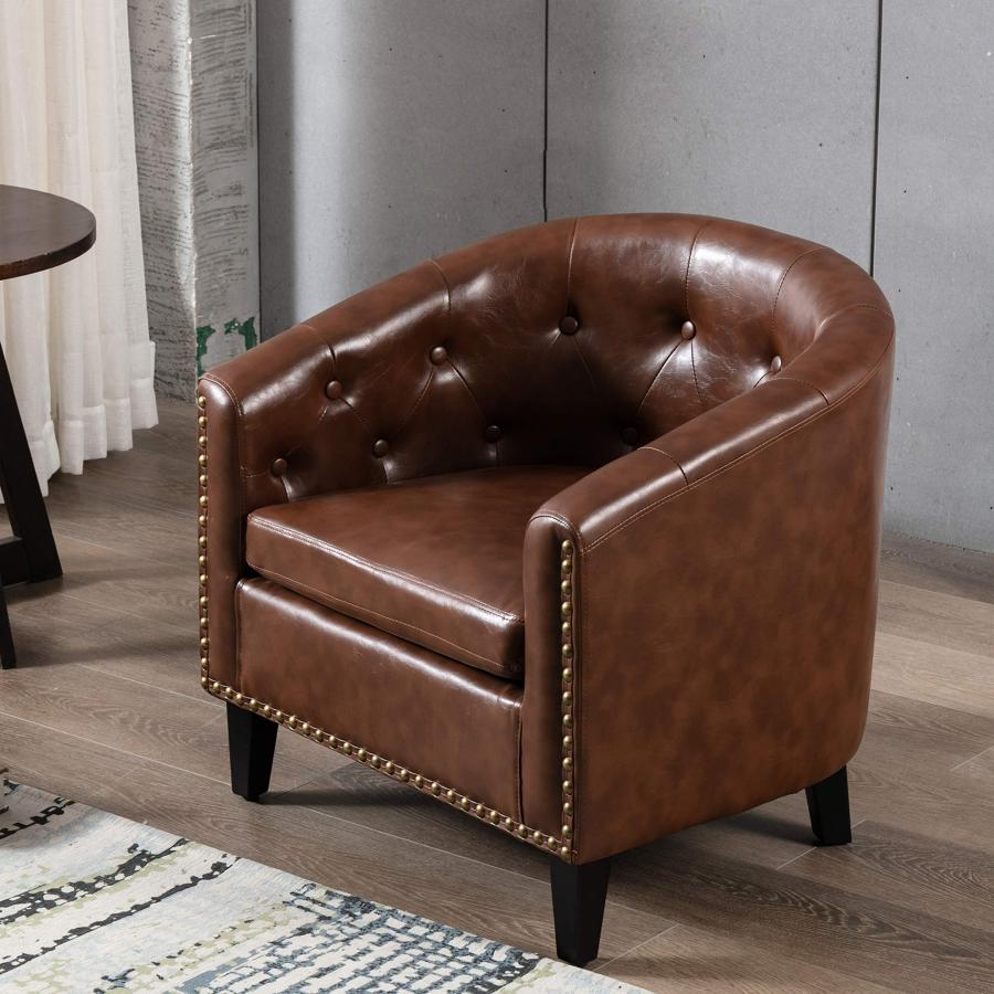 ブランド登録なし - 【並行輸入品】Barrel Chair Accent Armchair Living Room Chair, Modern PU Leathe