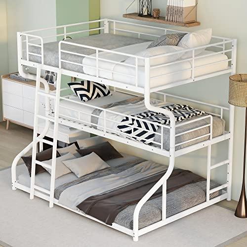 並行輸入品】POCIYIHOME Full Over Twin Queen Size Triple Bunk Bed 