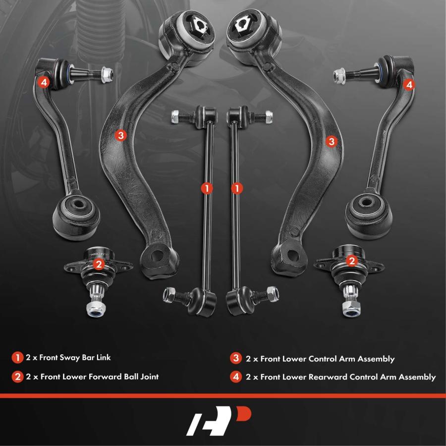 【並行輸入品】A Premium Set of 8, Front Lower & Lower Rearward Control Arm, Swの画像