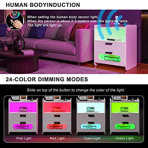 【並行輸入品】HNEBC RGB Nightstand with Wireless Charging Station & USB Ports，