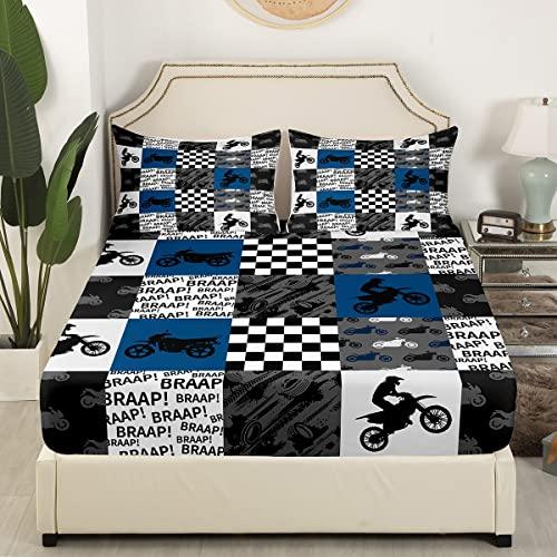 Dirt Bike Bedding Set Full Black Grey Blue Motocross Rider Sheet 並行輸入品｜import-tabaido｜08