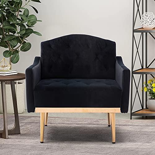 【並行輸入品】HomSof Black Velvet Accent Chair Desk Armchair Leisure Single So_1