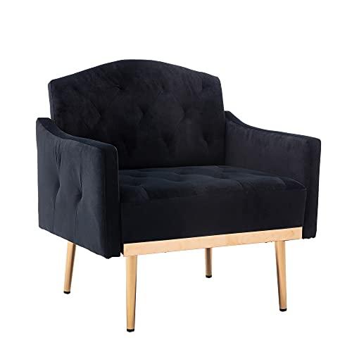 【並行輸入品】HomSof Black Velvet Accent Chair Desk Armchair Leisure Single So_4