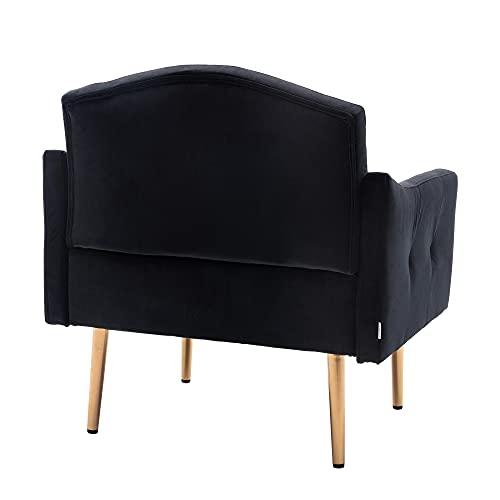 【並行輸入品】HomSof Black Velvet Accent Chair Desk Armchair Leisure Single So_7