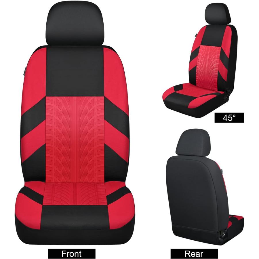 AKAUTO　Black　and　Covers　Car　Seat　Premium　Cloth　Front　Red　並行輸入　Automot