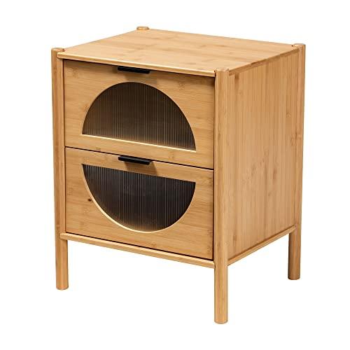 【並行輸入品】Baxton Studio Naresh End Table, 2 Drawer, Natural Brown_1