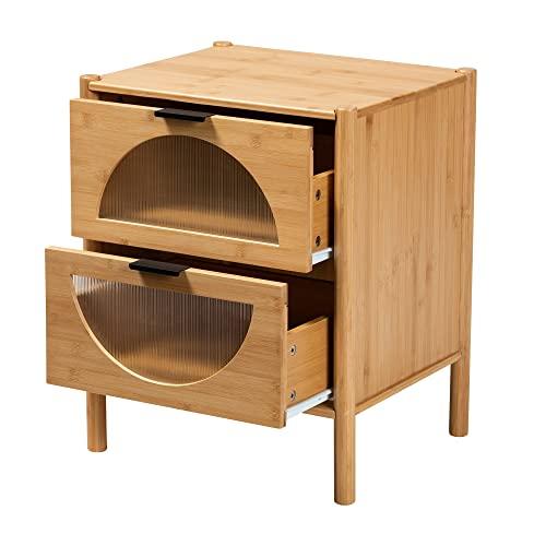 【並行輸入品】Baxton Studio Naresh End Table, 2 Drawer, Natural Brown_4