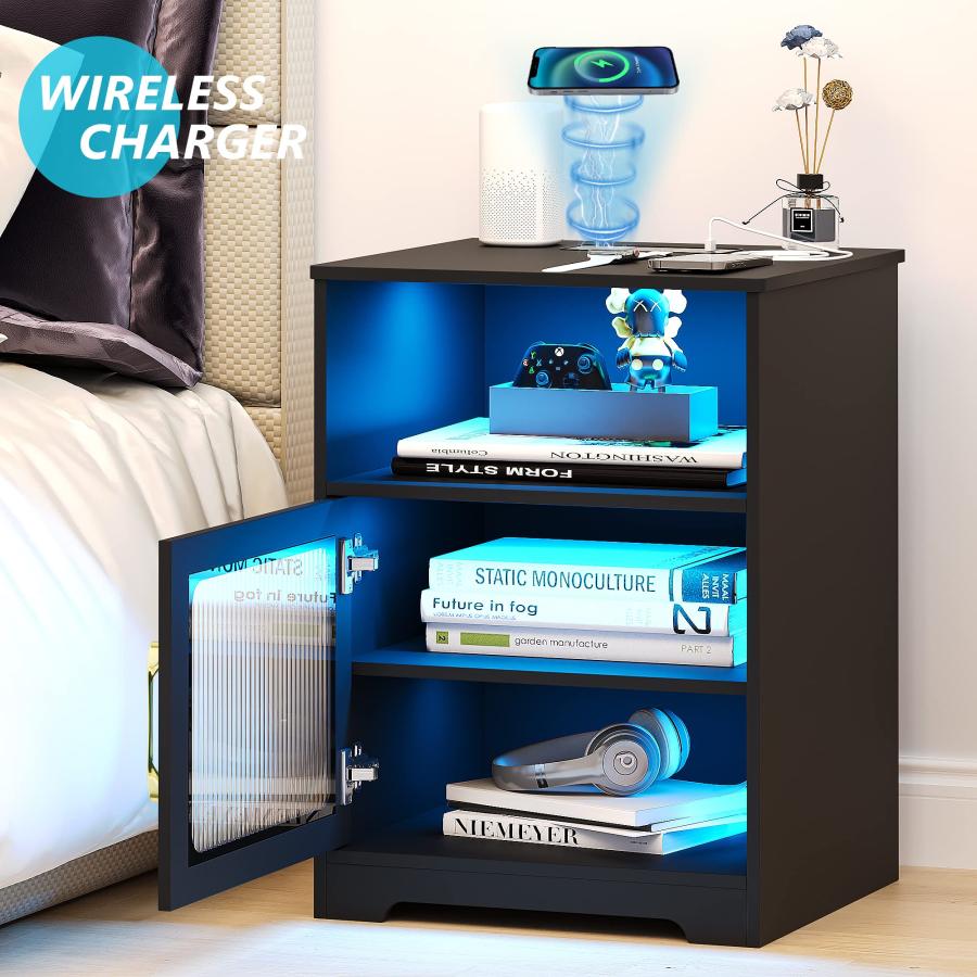 【並行輸入品】HNEBC Auto LED Nightstand with Charging Station, Smart Night Sta_3