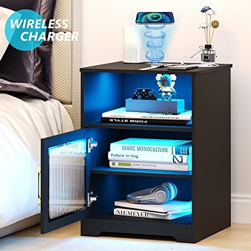 【並行輸入品】HNEBC Auto LED Nightstand with Charging Station, Smart Night Sta_4