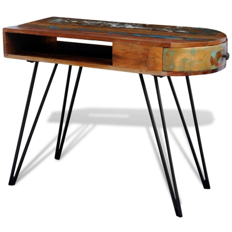 【並行輸入品】YUHI HQYD Reclaimed Solid Wood Desk with Iron Pin Legs,Office De_3