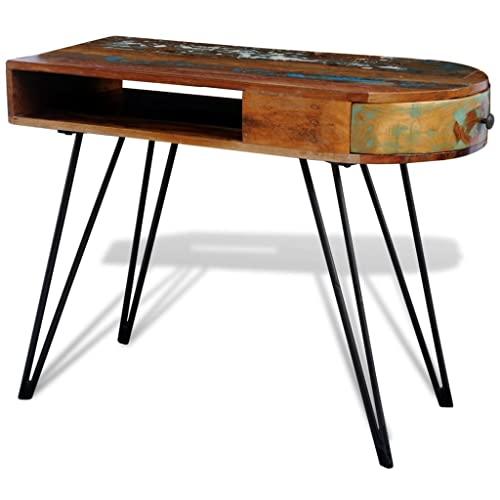 【並行輸入品】YUHI HQYD Reclaimed Solid Wood Desk with Iron Pin Legs,Office De_4