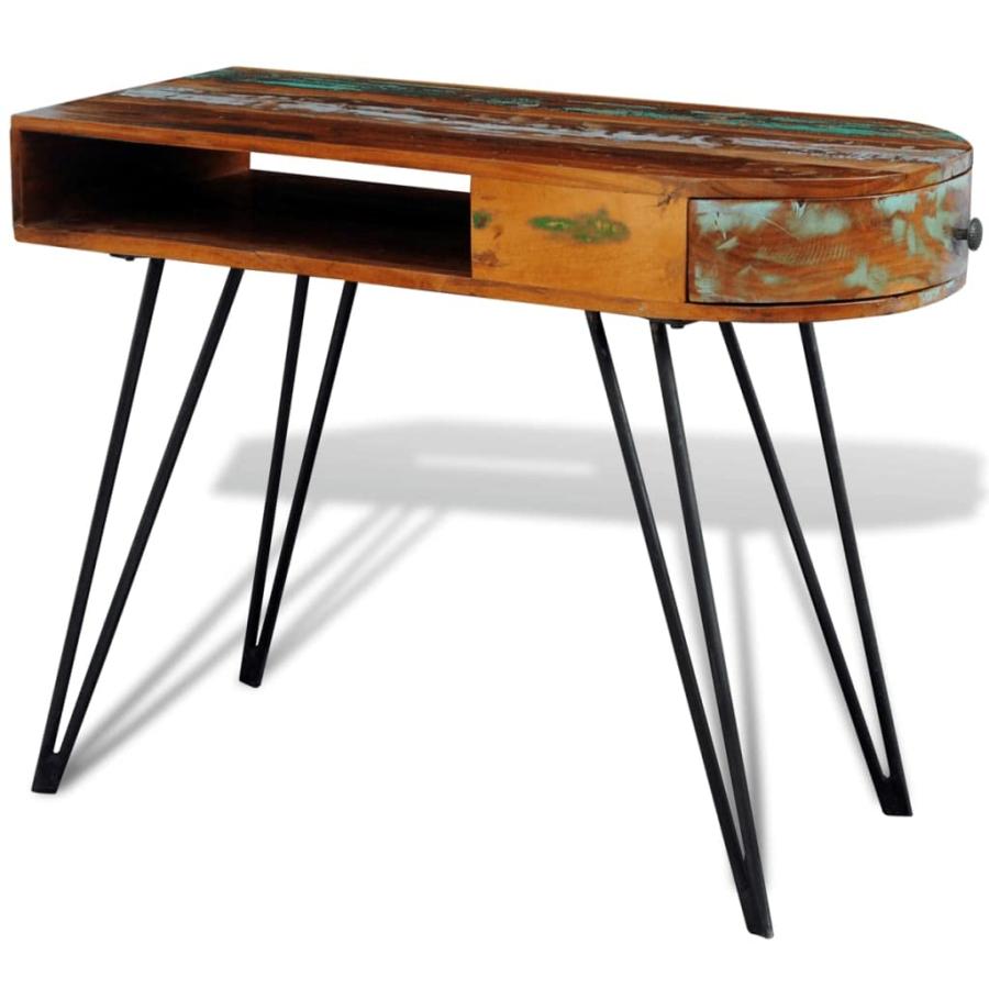 【並行輸入品】YUHI HQYD Reclaimed Solid Wood Desk with Iron Pin Legs,Office De_6
