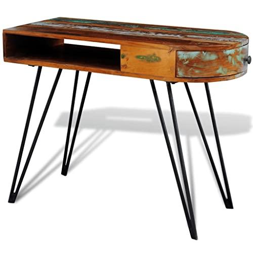 【並行輸入品】YUHI HQYD Reclaimed Solid Wood Desk with Iron Pin Legs,Office De_7