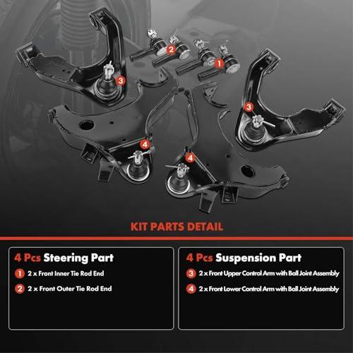 【並行輸入品】A Premium Set of 8, Front Upper Lower Control Arm, Inner Outer Tの画像
