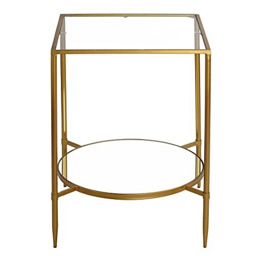 【並行輸入品】Cortesi Home Johan Glass End Table with Mirror Shelf, Gold_4
