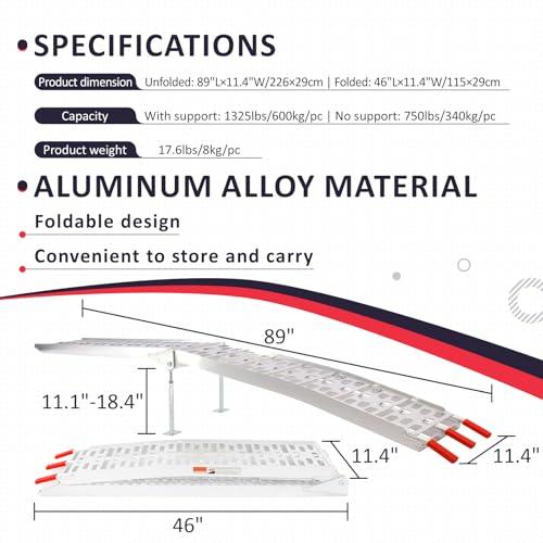 【並行輸入品】PENSUN ロードランプ サポート脚付き 7.5フィート アルミニウム 折りたたみ式 ATVランプ 最大荷重2200ポンド パワ_4