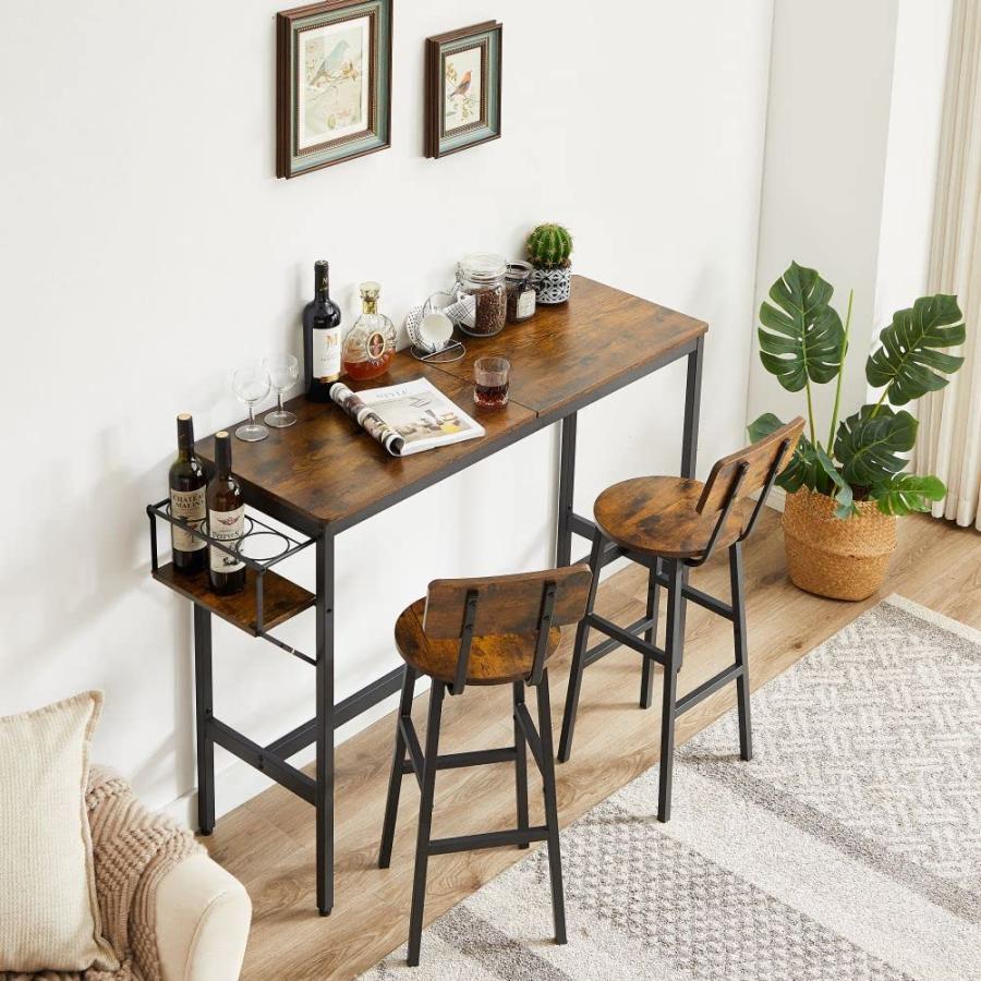 並行輸入品】Hosnnile Bar Table Set for 2 with Folding Wine Holder 