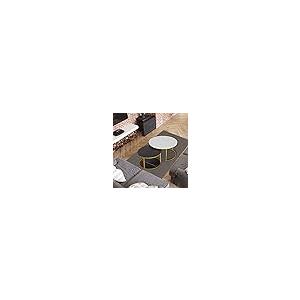 【並行輸入品】ネスティングコーヒーテーブル2セット、大理石調木製サイドテーブル、頑丈なゴールドフレーム モダンなラウンドコーヒーテーブル リビン_8