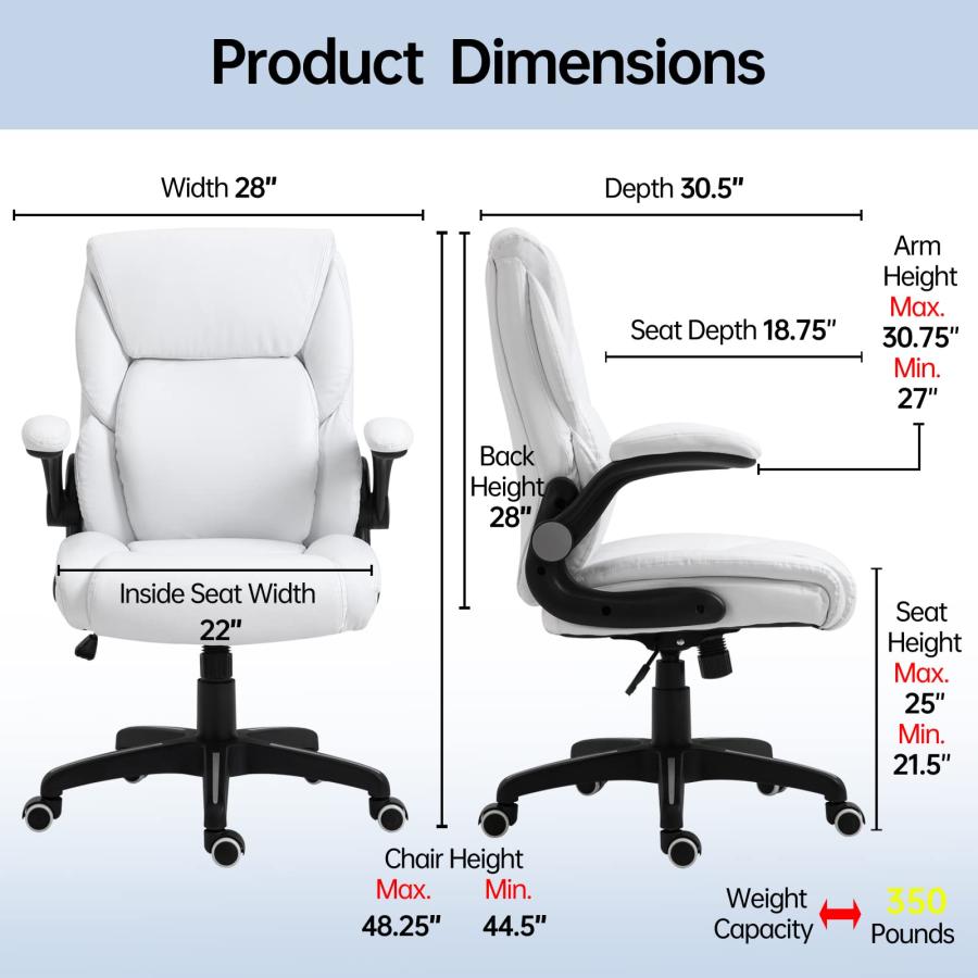 【並行輸入品】Leather Executive Office Chair Ergonomic High Back PU Home Comp_6