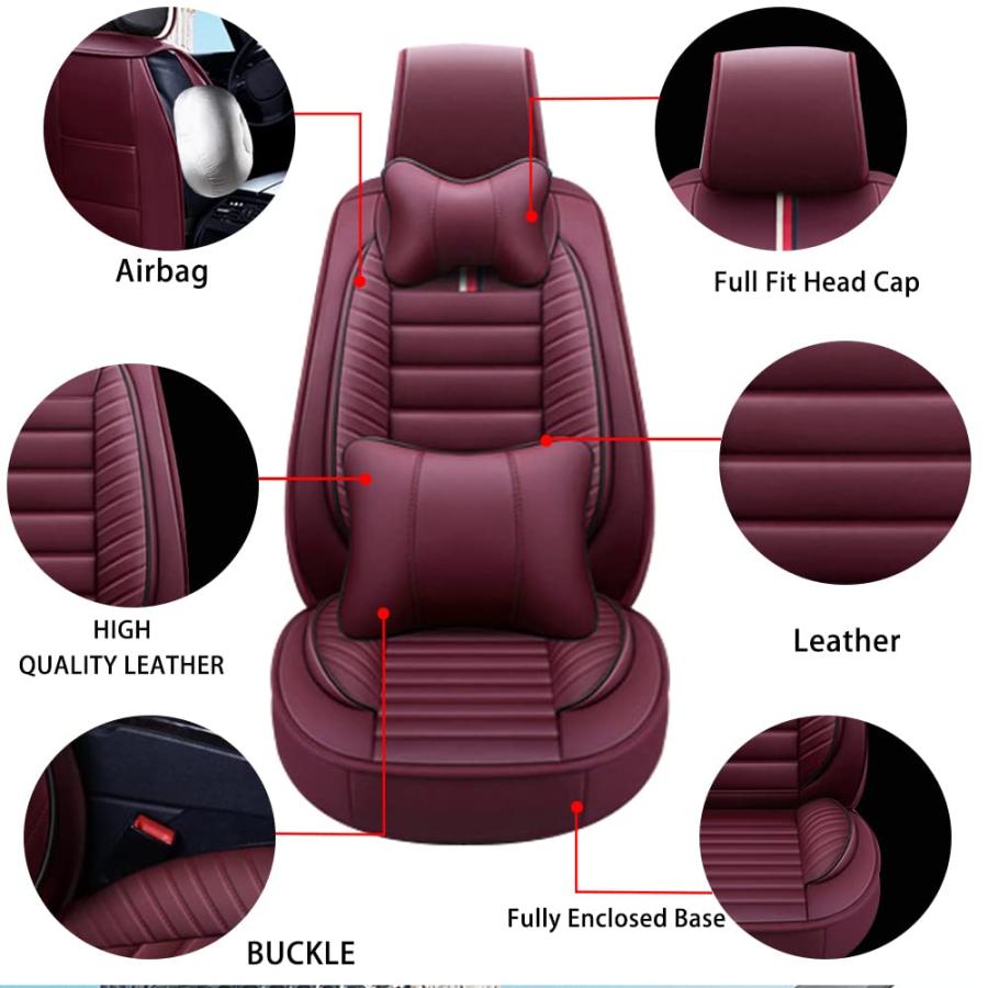 【並行輸入品】rasiarpio カーシートカバー ジープラングラー用 レザー 5シートプロテクター ヘッドレストクッション付き 通気性 防水_9