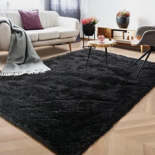 Foxmas Black Rug for Bedroom, Area Rug 4x6 Feet, Throw Rugs with 並行輸入品 | ブランド登録なし