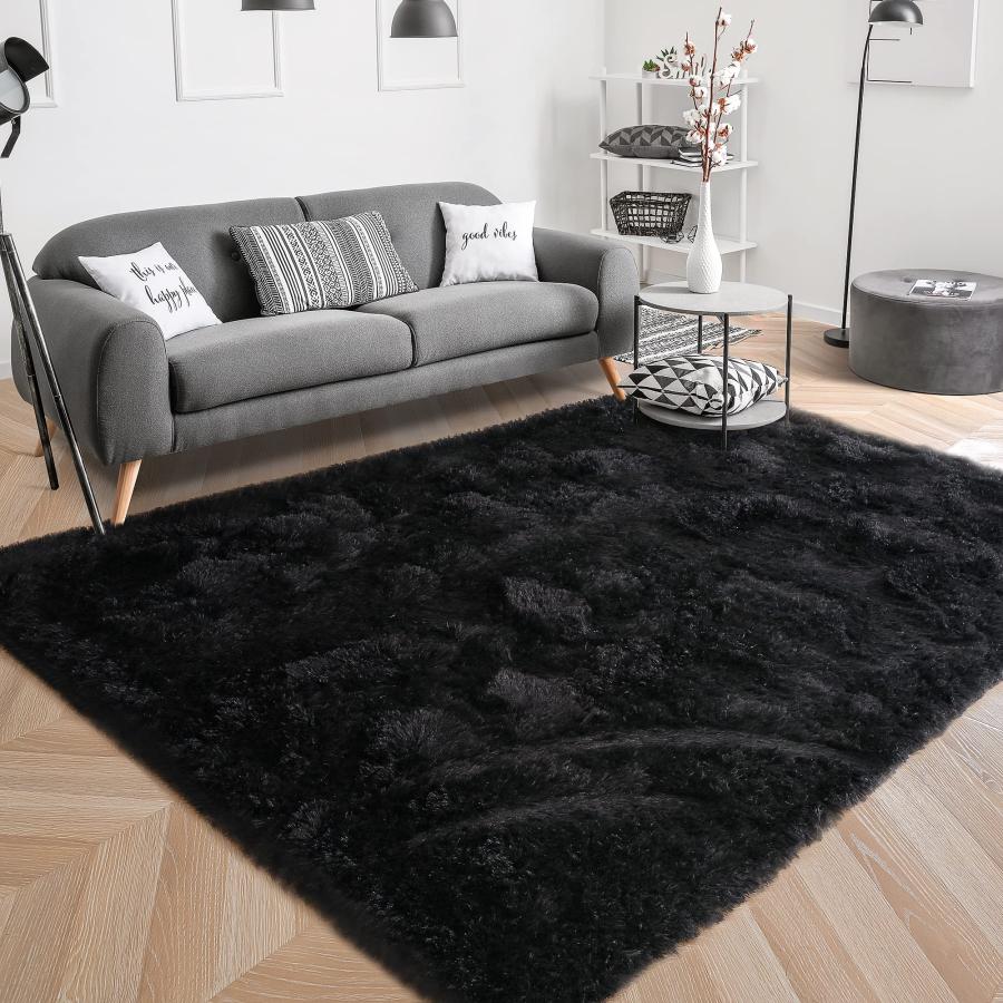 Foxmas Black Rug for Bedroom, Area Rug 4x6 Feet, Throw Rugs with 並行輸入品 | ブランド登録なし | 08