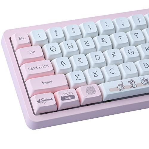 売れ済クリアランス Wunzkii PBT Keycaps 133 Keys Pink Cat Keycaps Dye Sublimation XD 並行輸入品