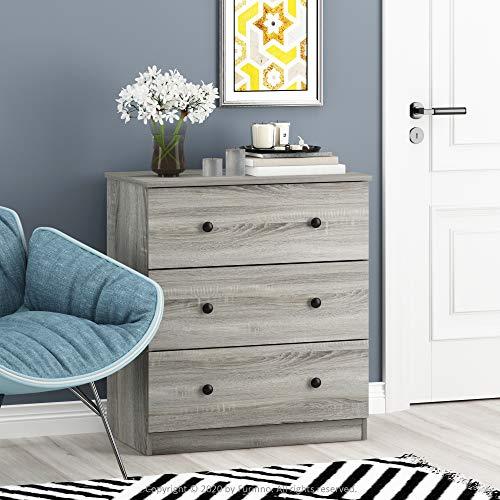 【並行輸入品】Furinno Tidur Simple Design Dresser, 3 Tier Knob, French Oak Greの画像