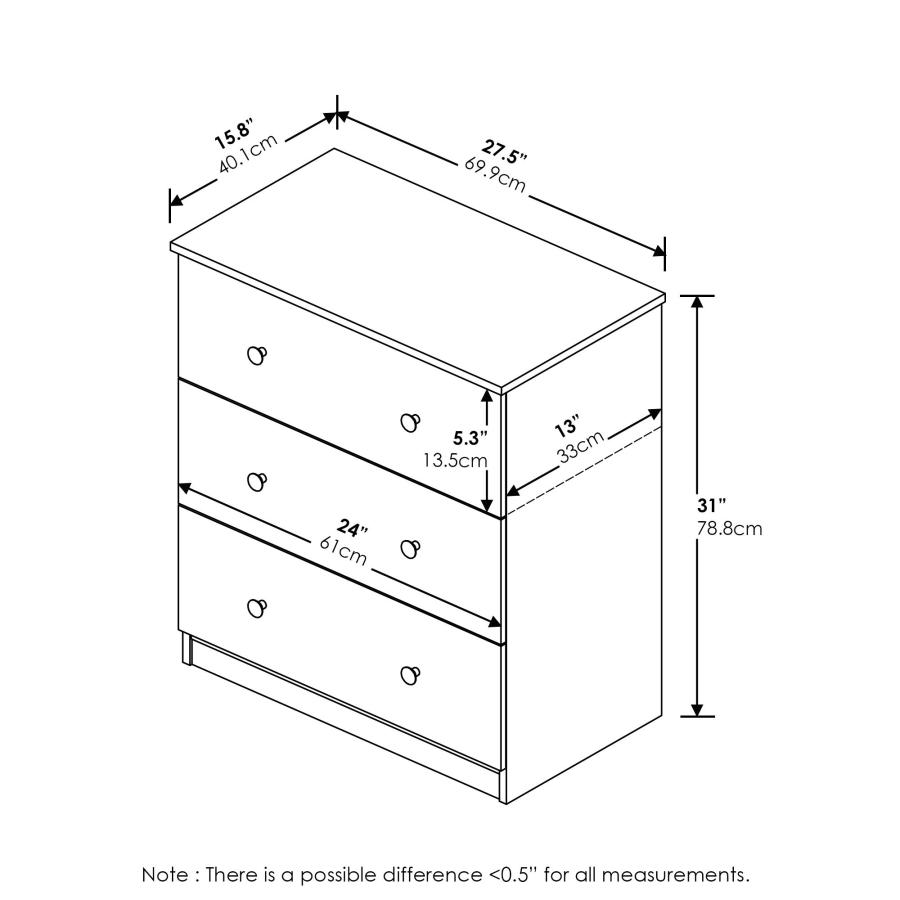 【並行輸入品】Furinno Tidur Simple Design Dresser, 3 Tier Knob, French Oak Greの画像
