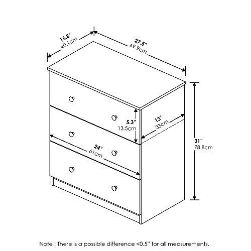 【並行輸入品】Furinno Tidur Simple Design Dresser, 3 Tier Knob, French Oak Greの画像