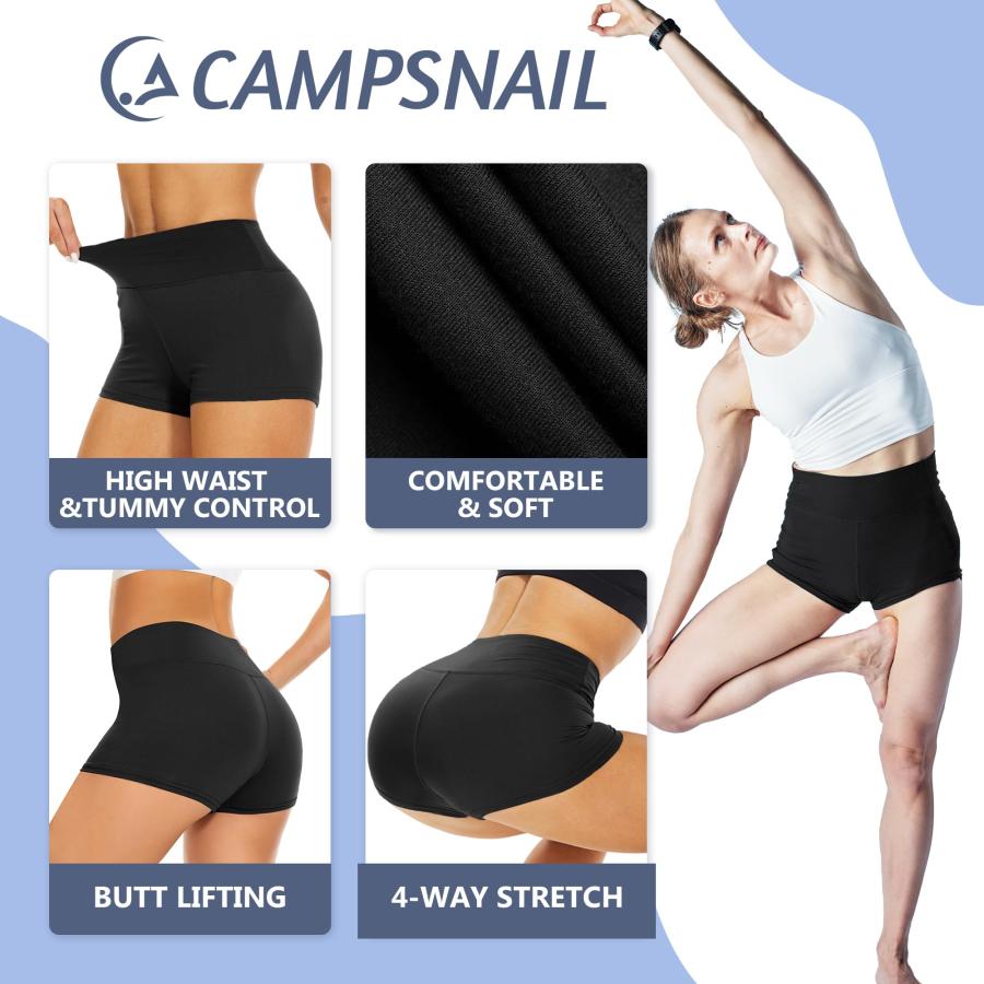 【並行輸入品】CAMPSNAIL Workout Shorts Womens Buttery Soft High Waisted Bike_3