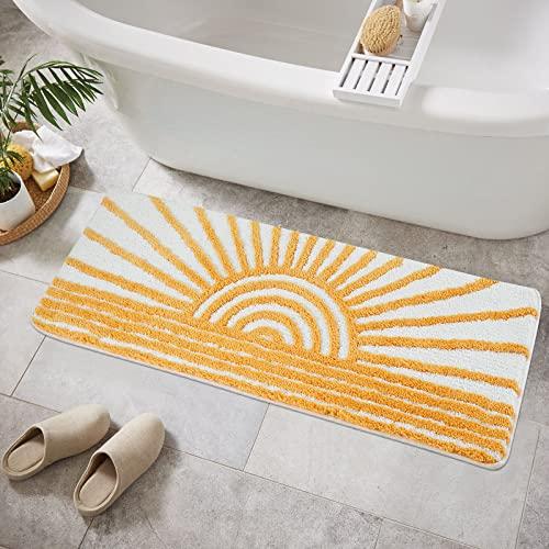【並行輸入品】Uphome Boho Bathroom Runner Yellow and White Sun Long Bathroom R_1