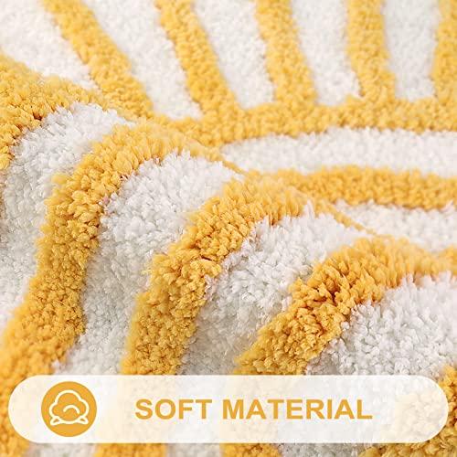 【並行輸入品】Uphome Boho Bathroom Runner Yellow and White Sun Long Bathroom R_4