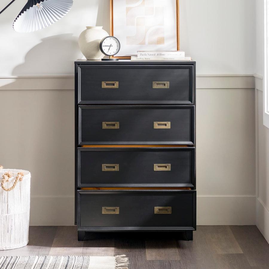 【並行輸入品】Walker Edison Orin Contemporary 4 Drawer Tall Solid Wood Dresserの画像