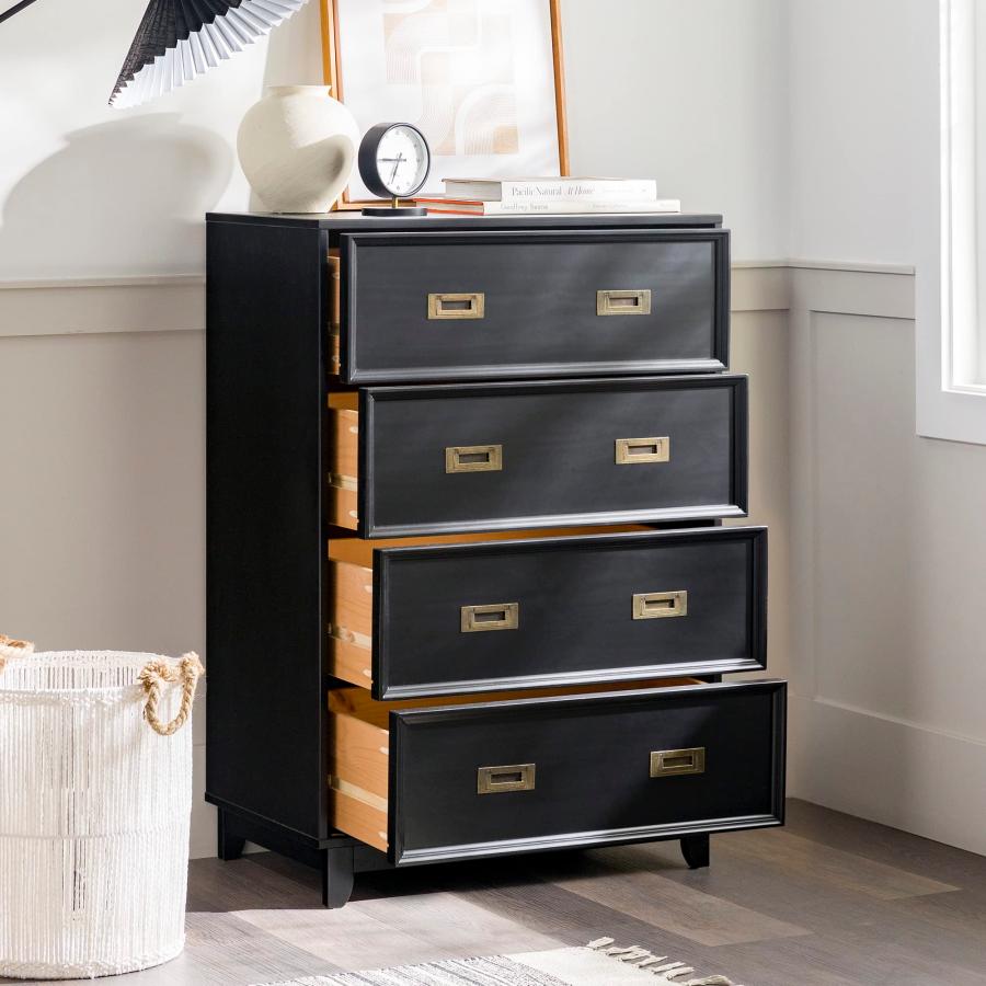 【並行輸入品】Walker Edison Orin Contemporary 4 Drawer Tall Solid Wood Dresserの画像