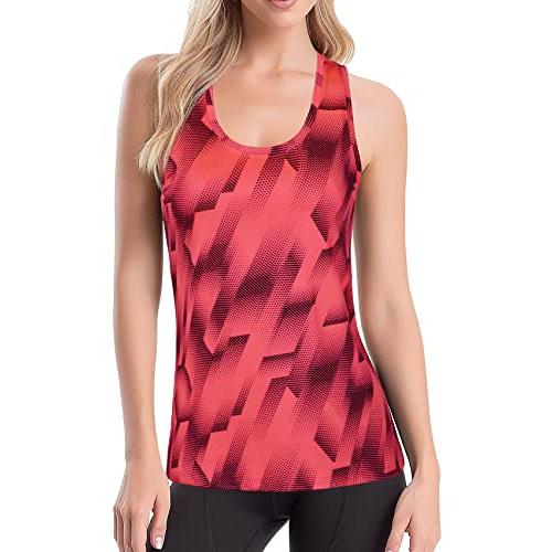 【並行輸入品】Zengjo Gym Tank Tops for Women Fitted(Fiery Coral，M)