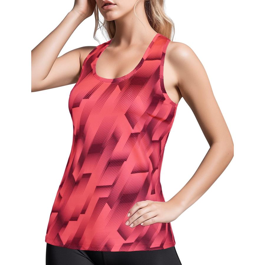 【並行輸入品】Zengjo Gym Tank Tops for Women Fitted(Fiery Coral，M)