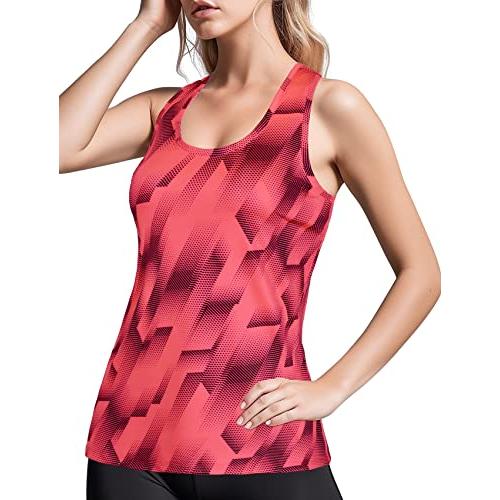【並行輸入品】Zengjo Gym Tank Tops for Women Fitted(Fiery Coral，M)