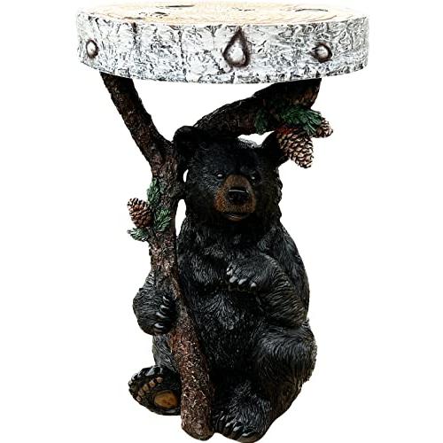 【並行輸入品】Top Brass Black Bear Holding Pine Branch Accent End Table   Uniq_1