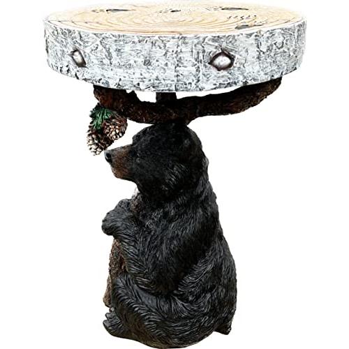 【並行輸入品】Top Brass Black Bear Holding Pine Branch Accent End Table   Uniq_7