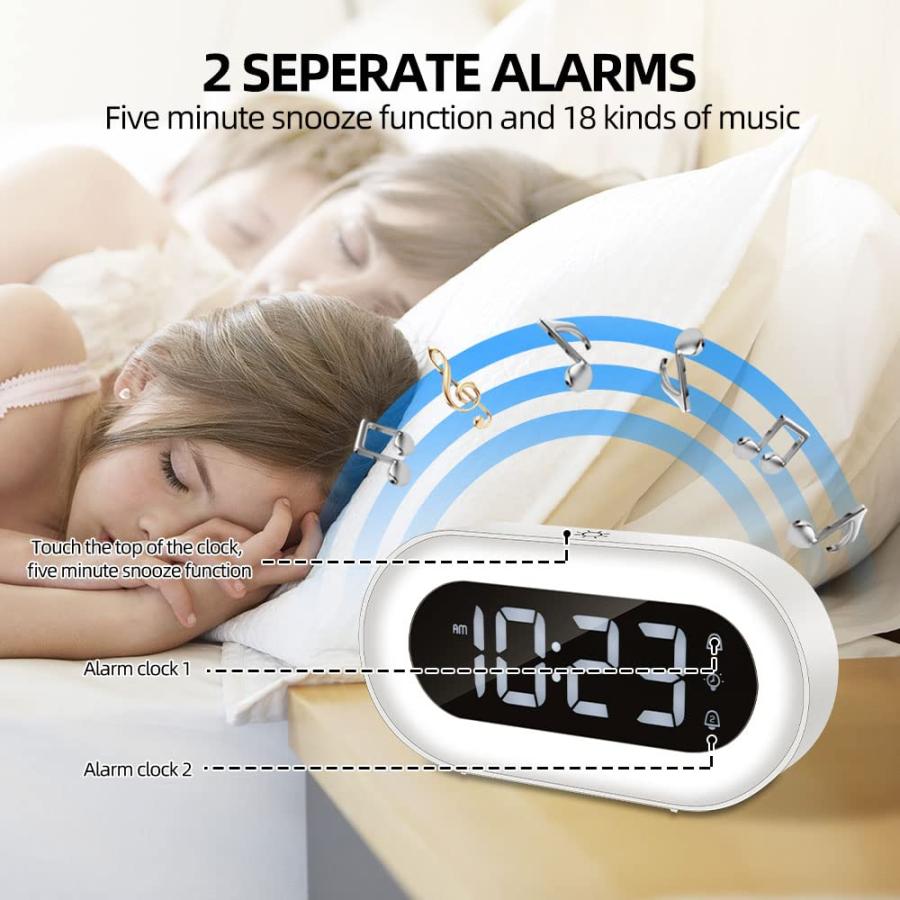 【並行輸入品】everwood 常夜灯付きデジタル目覚まし時計 Digital Alarm Clock LED Display for Bedr_9