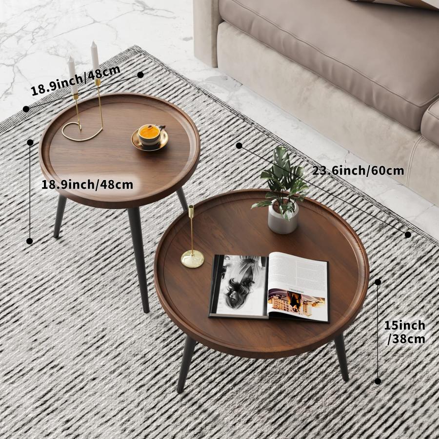 【並行輸入品】Semjar ネスティングコーヒーテーブル2点セット モダンなラウンドコーヒーテーブル リビングルーム用 組み立て簡単 サークルエ_9