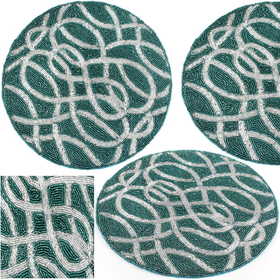 【並行輸入品】Beaded Table mat, Coffee Beaded Placement mats for Di : Import ...