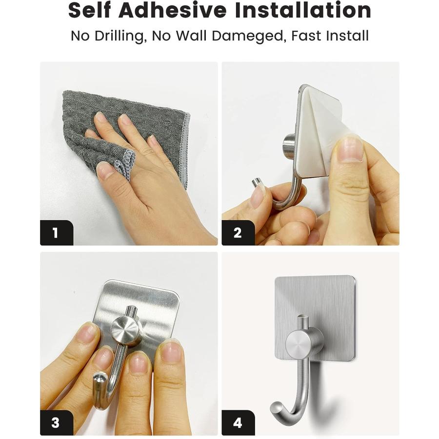 【並行輸入品】WNXSLOAD Adhesive Towel Hooks  Bathroom Robe Hooks Heavy Duty  Wa_4