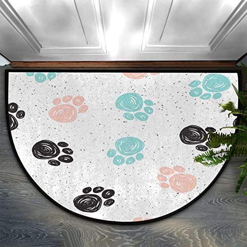 【並行輸入品】30X18 Inch Animal Dog Paw Print Half Round Door Mat Indoor Entraの画像