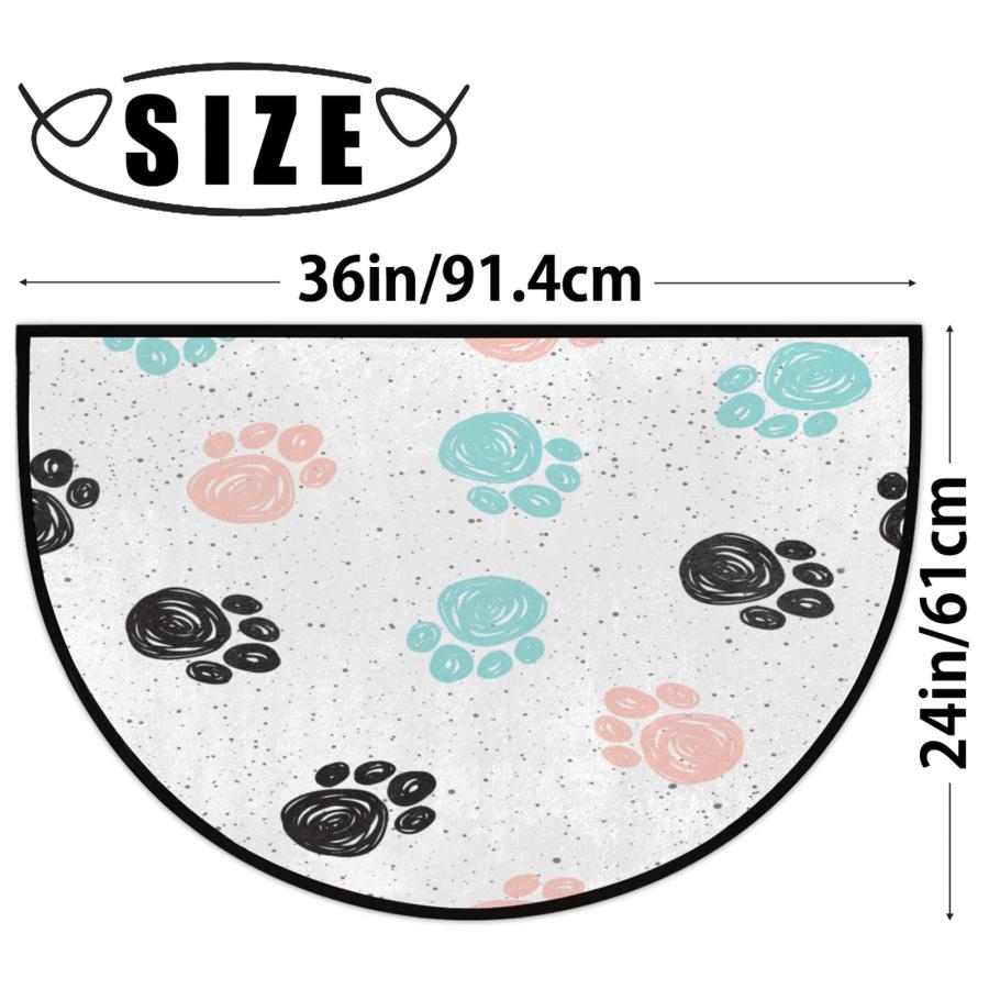 【並行輸入品】30X18 Inch Animal Dog Paw Print Half Round Door Mat Indoor Entraの画像