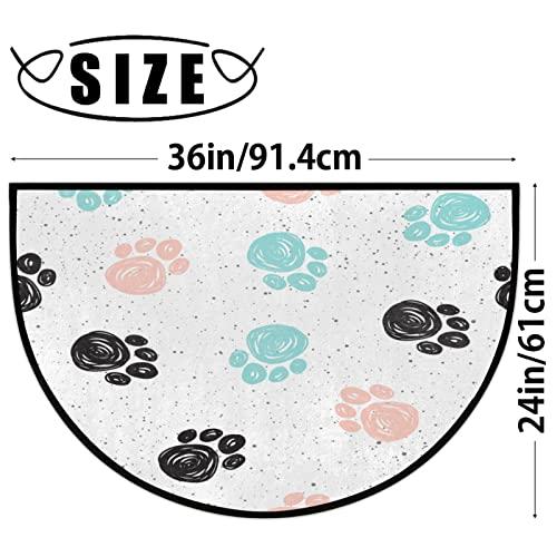 【並行輸入品】30X18 Inch Animal Dog Paw Print Half Round Door Mat Indoor Entraの画像